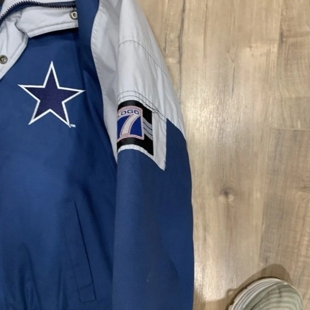 Vintage Dallas Cowboys NFL Logo 7 Puffer Coat Jacket Men's M Blue Gray‎ 90s